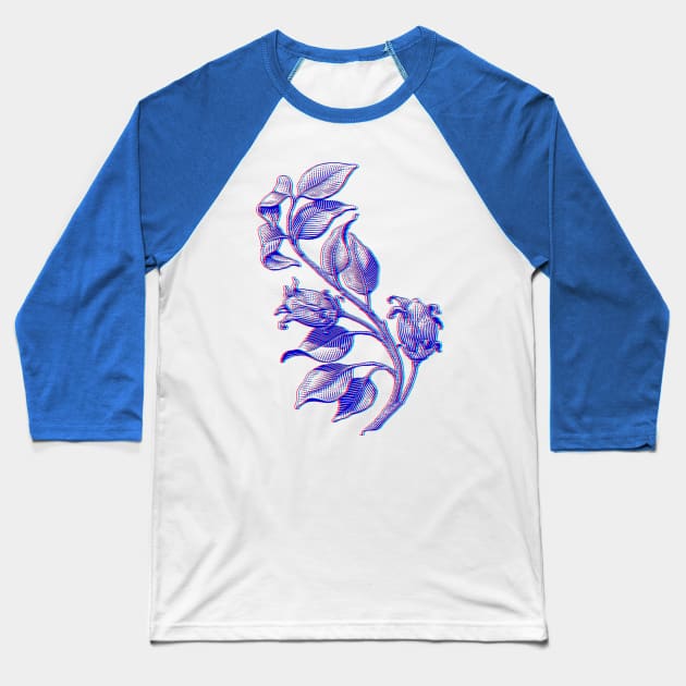 Vintage Floral 3D Style Illustration Baseball T-Shirt by DankFutura